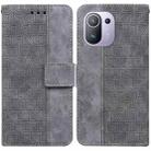 For Xiaomi Mi 11 Pro Geometric Embossed Leather Phone Case(Grey) - 1