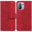 For Xiaomi Mi 11 Pro Geometric Embossed Leather Phone Case(Red) - 1