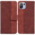 For Xiaomi Mi 11 Lite 5G / 4G Geometric Embossed Leather Phone Case(Brown) - 1