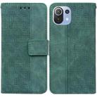 For Xiaomi Mi 11 Lite 5G / 4G Geometric Embossed Leather Phone Case(Green) - 1