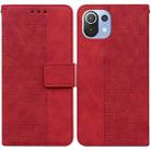 For Xiaomi Mi 11 Lite 5G / 4G Geometric Embossed Leather Phone Case(Red) - 1
