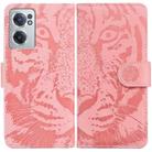 For OnePlus Nord CE 2 5G Tiger Embossing Pattern Horizontal Flip Leather Phone Case(Pink) - 1