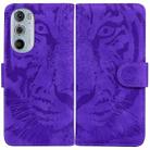 For Motorola Edge+ 2022 Tiger Embossing Pattern Horizontal Flip Leather Phone Case(Purple) - 1