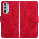 For Motorola Edge+ 2022 Tiger Embossing Pattern Horizontal Flip Leather Phone Case(Red) - 1