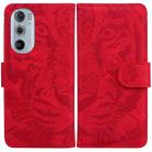 For Motorola Edge 30 Pro Tiger Embossing Pattern Horizontal Flip Leather Phone Case(Red) - 1