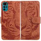 For Motorola Moto G22 Tiger Embossing Pattern Horizontal Flip Leather Phone Case(Brown) - 1