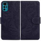 For Motorola Moto G22 Tiger Embossing Pattern Horizontal Flip Leather Phone Case(Black) - 1