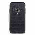For Honor Magic4 Accurate Hole Crocodile Texture Genuine Leather Phone Case(Black) - 1