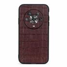 For Honor Magic4 Accurate Hole Crocodile Texture Genuine Leather Phone Case(Brown) - 1