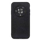 For Honor Magic4 Accurate Hole Litchi Texture Genuine Leather Phone Case(Black) - 1