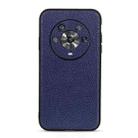 For Honor Magic4 Accurate Hole Litchi Texture Genuine Leather Phone Case(Blue) - 1