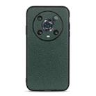 For Honor Magic4 Pro Accurate Hole Litchi Texture Genuine Leather Phone Case(Green) - 1