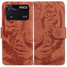 For Xiaomi Poco M4 Pro Tiger Embossing Pattern Horizontal Flip Leather Phone Case(Brown) - 1