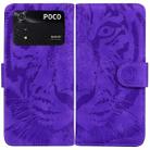 For Xiaomi Poco M4 Pro Tiger Embossing Pattern Horizontal Flip Leather Phone Case(Purple) - 1