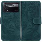 For Xiaomi Poco X4 Pro 5G Tiger Embossing Pattern Horizontal Flip Leather Phone Case(Green) - 1