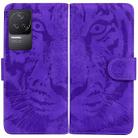 For Xiaomi Redmi K50 / Redmi K50 Pro Tiger Embossing Pattern Horizontal Flip Leather Phone Case(Purple) - 1