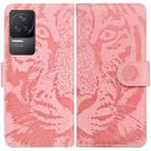 For Xiaomi Redmi K40S Tiger Embossing Pattern Horizontal Flip Leather Phone Case(Pink) - 1