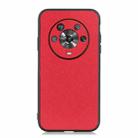For Honor Magic4 Accurate Hole Cross Texture Genuine Leather Phone Case(Red) - 1