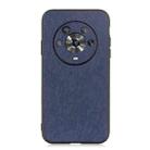 For Honor Magic4 Accurate Hole Cross Texture Genuine Leather Phone Case(Blue) - 1