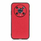 For Honor Magic4 Pro Accurate Hole Cross Texture Genuine Leather Phone Case(Red) - 1