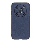 For Honor Magic4 Pro Accurate Hole Cross Texture Genuine Leather Phone Case(Blue) - 1