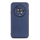 For Honor Magic4 Accurate Hole Lambskin Texture Genuine Leather Phone Case(Blue) - 1