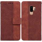 For Samsung Galaxy S9+ Geometric Embossed Leather Phone Case(Brown) - 1