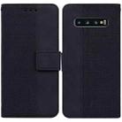 For Samsung Galaxy S10+ Geometric Embossed Leather Phone Case(Black) - 1