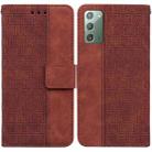 For Samsung Galaxy Note20 Geometric Embossed Leather Phone Case(Brown) - 1