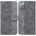 For Samsung Galaxy Note20 Geometric Embossed Leather Phone Case(Grey) - 1