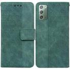 For Samsung Galaxy Note20 Geometric Embossed Leather Phone Case(Green) - 1