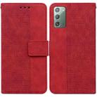 For Samsung Galaxy Note20 Geometric Embossed Leather Phone Case(Red) - 1