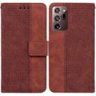 For Samsung Galaxy Note20 Ultra Geometric Embossed Leather Phone Case(Brown) - 1