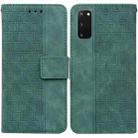 For Samsung Galaxy S20 Geometric Embossed Leather Phone Case(Green) - 1