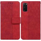 For Samsung Galaxy S20 Geometric Embossed Leather Phone Case(Red) - 1
