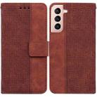 For Samsung Galaxy S21 5G Geometric Embossed Leather Phone Case(Brown) - 1