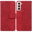 For Samsung Galaxy S21 5G Geometric Embossed Leather Phone Case(Red) - 1