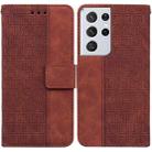 For Samsung Galaxy S21 Ultra 5G Geometric Embossed Leather Phone Case(Brown) - 1