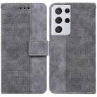 For Samsung Galaxy S21 Ultra 5G Geometric Embossed Leather Phone Case(Grey) - 1