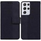 For Samsung Galaxy S21 Ultra 5G Geometric Embossed Leather Phone Case(Black) - 1