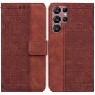 For Samsung Galaxy S22 Ultra 5G Geometric Embossed Leather Phone Case(Brown) - 1