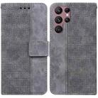 For Samsung Galaxy S22 Ultra 5G Geometric Embossed Leather Phone Case(Grey) - 1
