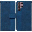 For Samsung Galaxy S22 Ultra 5G Geometric Embossed Leather Phone Case(Blue) - 1