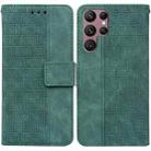 For Samsung Galaxy S22 Ultra 5G Geometric Embossed Leather Phone Case(Green) - 1