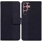 For Samsung Galaxy S22 Ultra 5G Geometric Embossed Leather Phone Case(Black) - 1