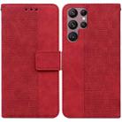 For Samsung Galaxy S22 Ultra 5G Geometric Embossed Leather Phone Case(Red) - 1