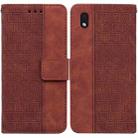 For Samsung Galaxy A01 Core Geometric Embossed Leather Phone Case(Brown) - 1