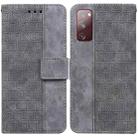 For Samsung Galaxy S20 FE 5G Geometric Embossed Leather Phone Case(Grey) - 1