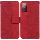 For Samsung Galaxy S20 FE 5G Geometric Embossed Leather Phone Case(Red) - 1