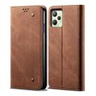 For OPPO Realme C35 Denim Texture Casual Style Leather Phone Case(Brown) - 1